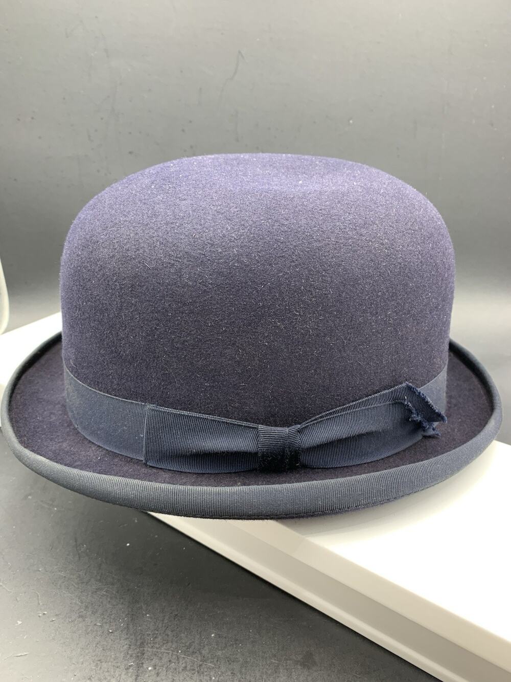 Vintage 50's Bowler Navy Blue wRibbon Child's/Toddler size 6 3/8
